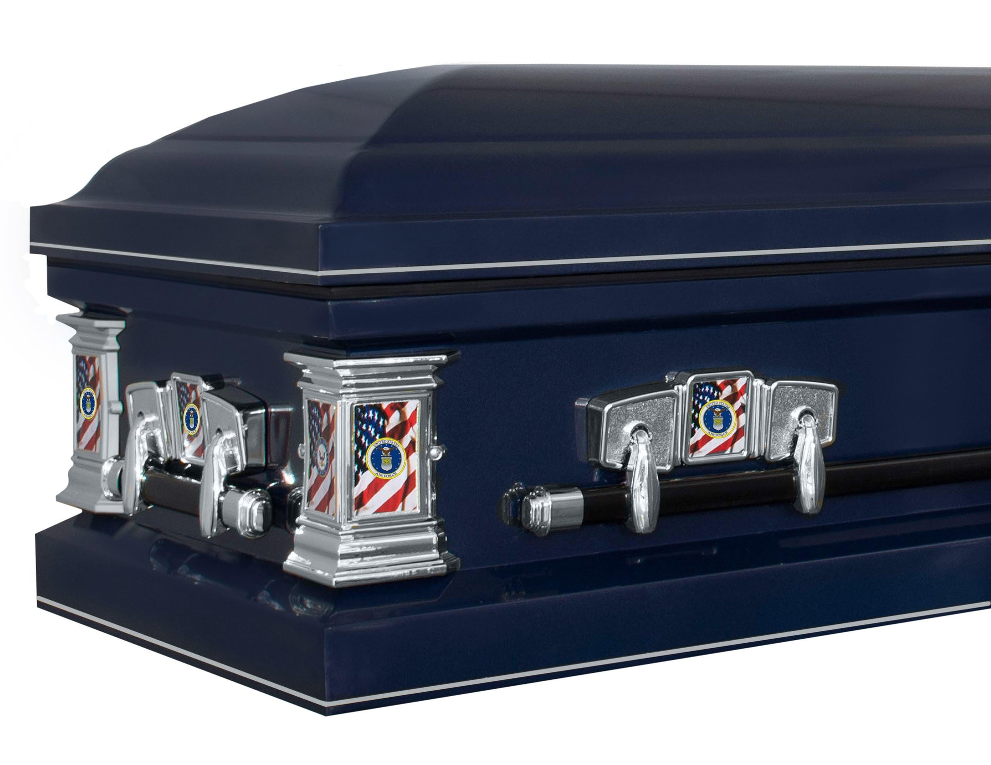 Load image into Gallery viewer, Veteran Select | Air Force Dark Blue Steel Military Casket with Dark Blue Interior
