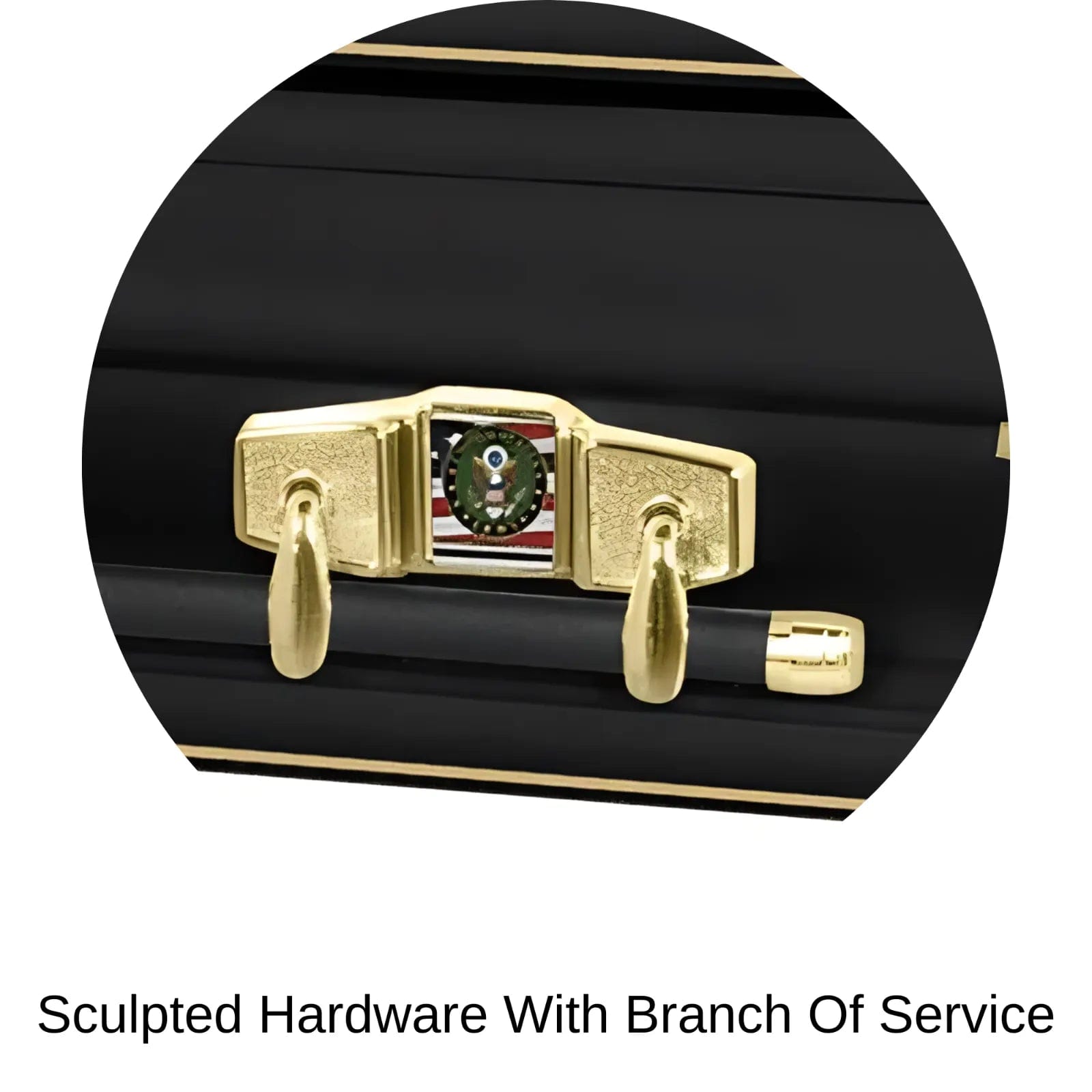 Load image into Gallery viewer, Sculpted hardware with branch of service of Titan Casket Veteran Select XL Casket Army

