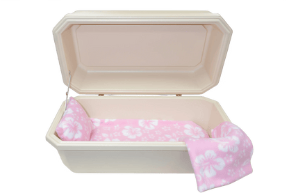 Classic Pet Casket With Interior | Almond & Pink Hibiscus