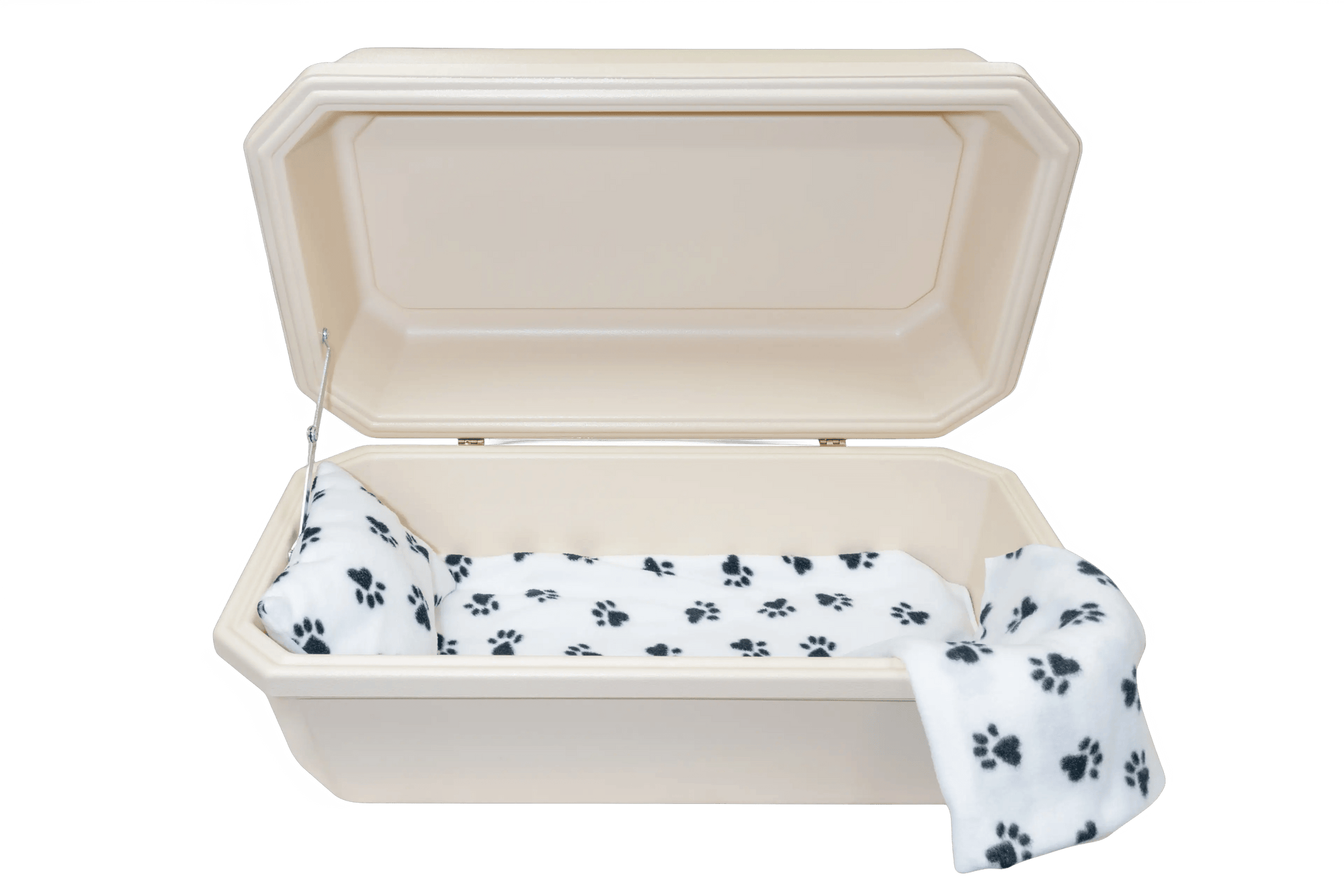 Load image into Gallery viewer, Classic Pet Casket | Almond with Black Paw Print
