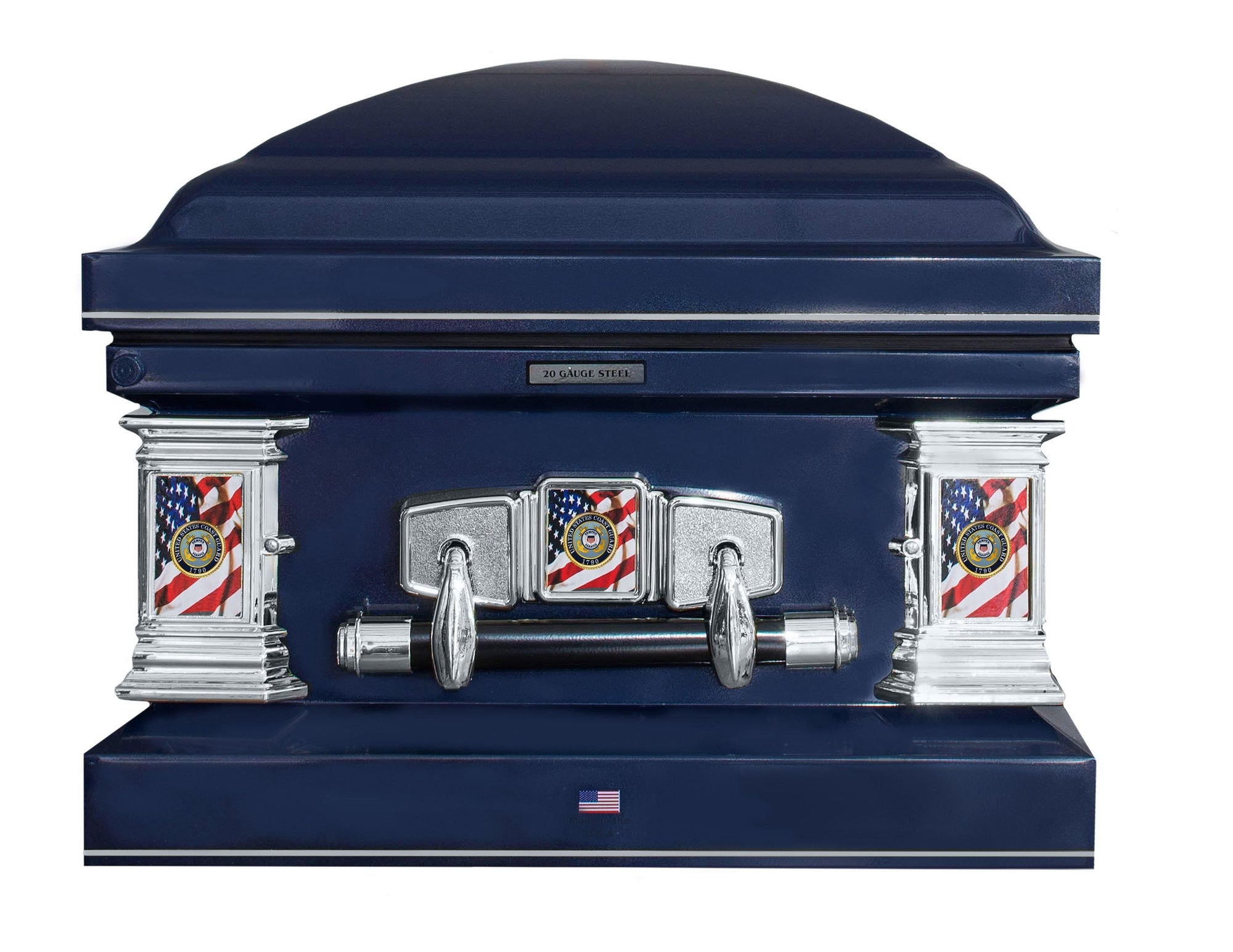 Load image into Gallery viewer, Veteran Select | Coast Guard Dark Blue Steel Casket with Dark Blue Interior
