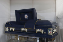 70% Discount on Dark Blue Steel Navy (Coffin) Casket - Titan Veteran ...