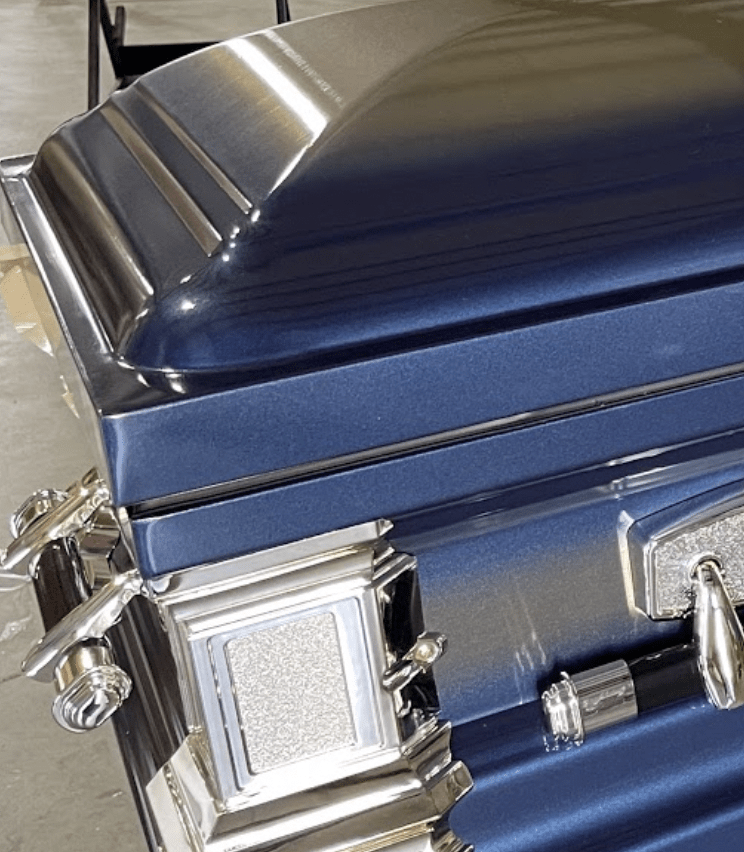Era Series | Dark Blue Stainless Steel Casket with Light Blue Interior