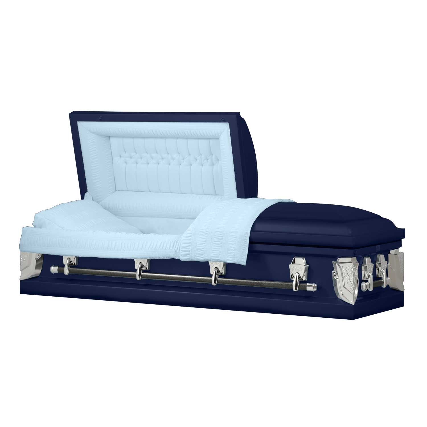 Cambridge Series | Dark Blue Steel Casket with Light Blue Velvet Interior - Titan Casket