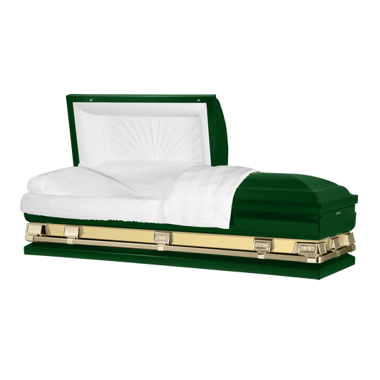 Reflections XL | Green Steel Oversize Casket with White Interior - Titan Casket