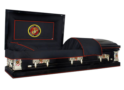 Veteran Select | Marines Black Steel Casket with Black Interior