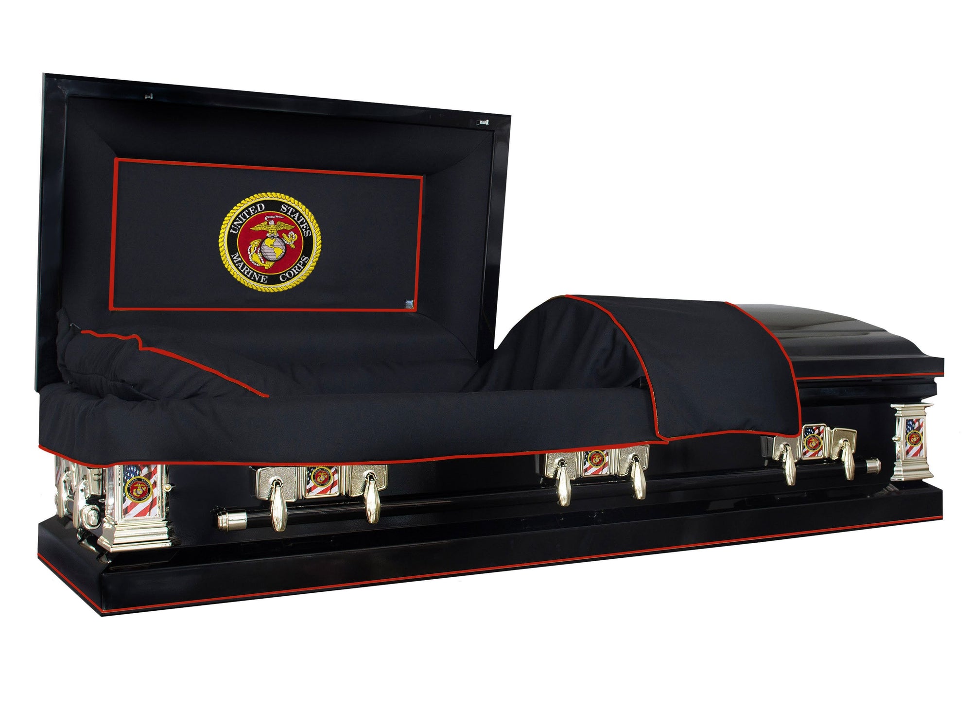 Marines Black Steel Funeral Coffin (Casket) - Veteran Select – Titan Casket