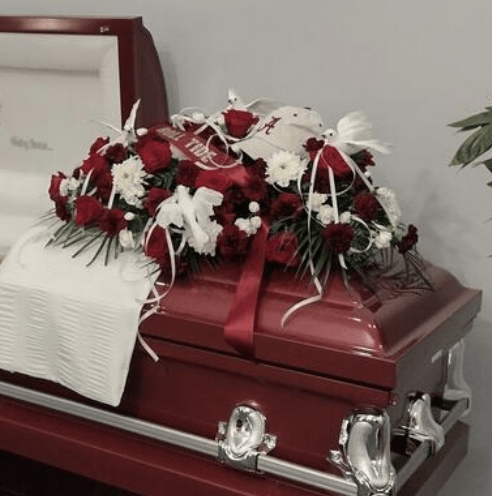 Orion Series | Maroon Steel Casket with White Interior