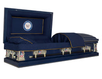 70% Discount on Dark Blue Steel Navy (Coffin) Casket - Titan Veteran ...