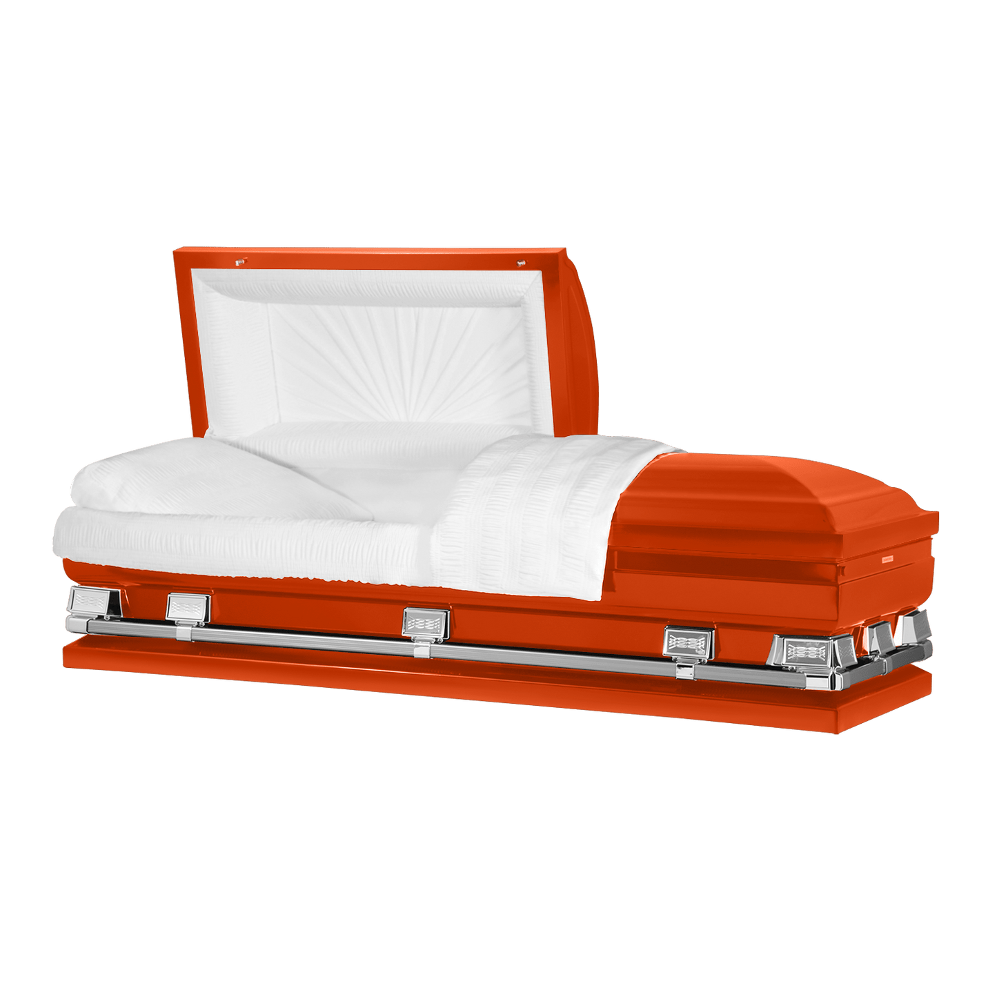 Atlas XL | Orange Steel Oversize Casket with White Interior - Titan Casket