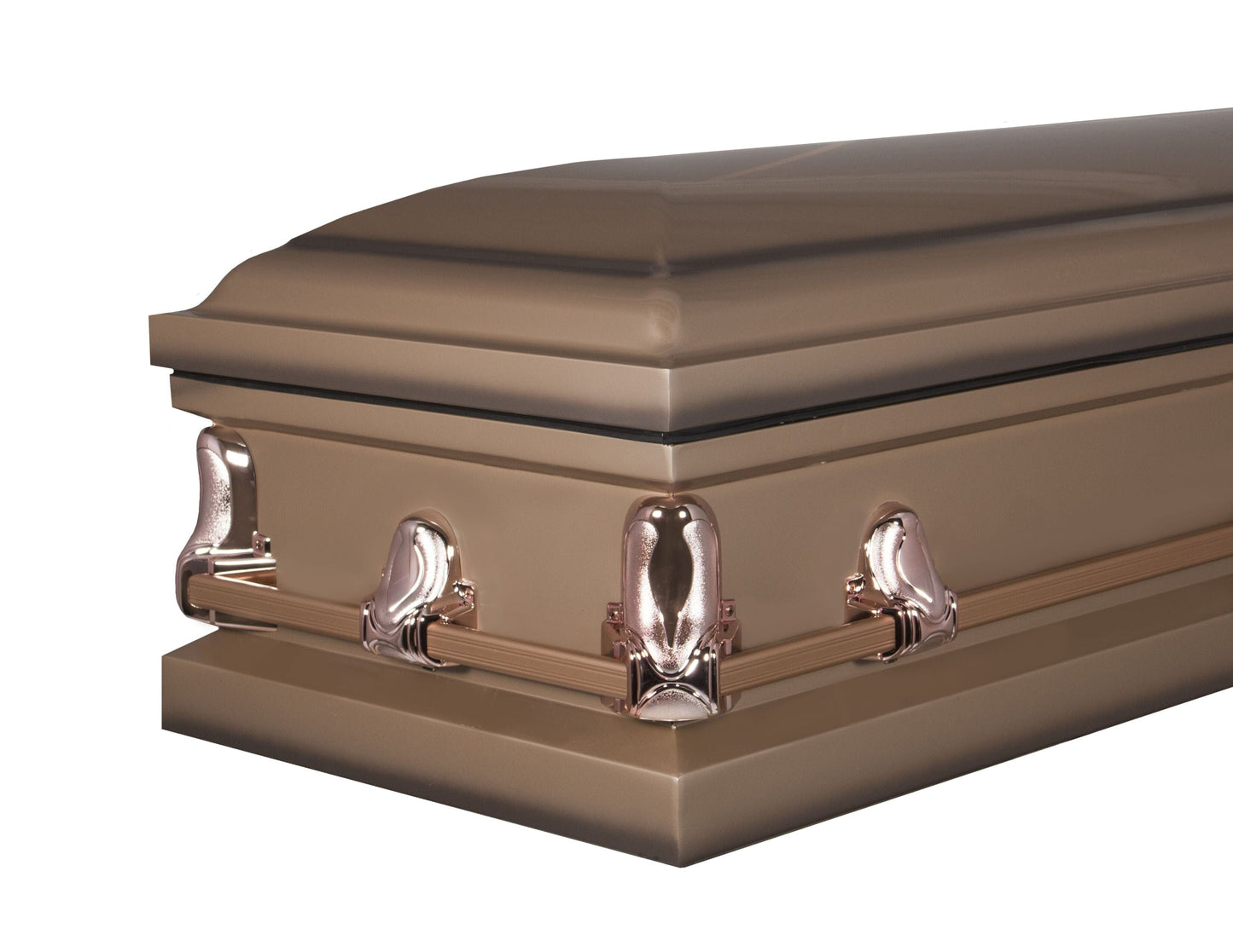 Full Couch Orion Series | Copper Steel Casket with Rosetan Interior