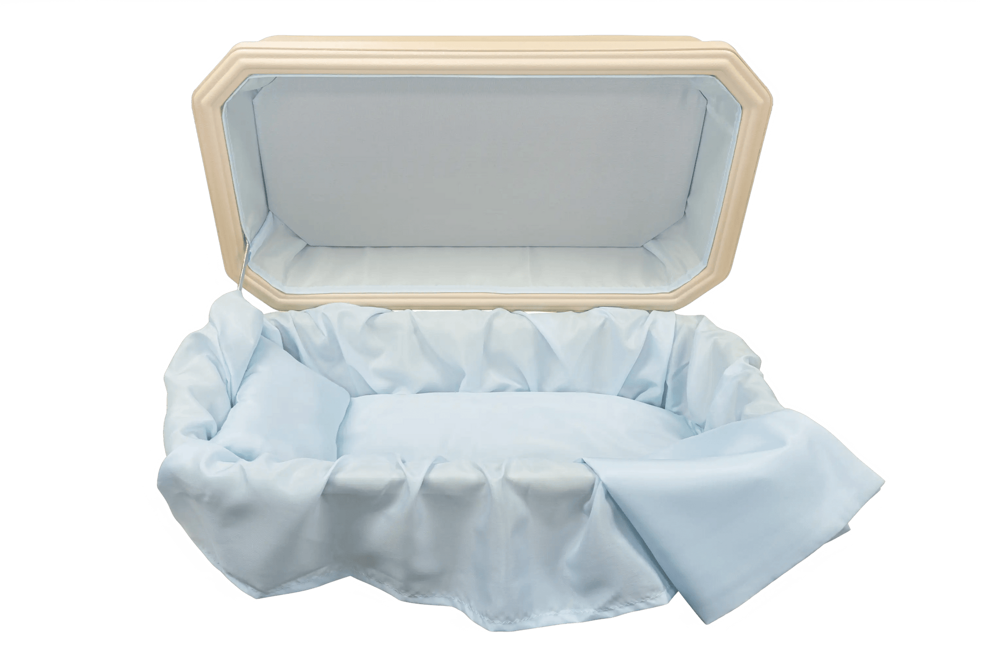 Load image into Gallery viewer, Platinum Pet Casket | Almond With Blue
