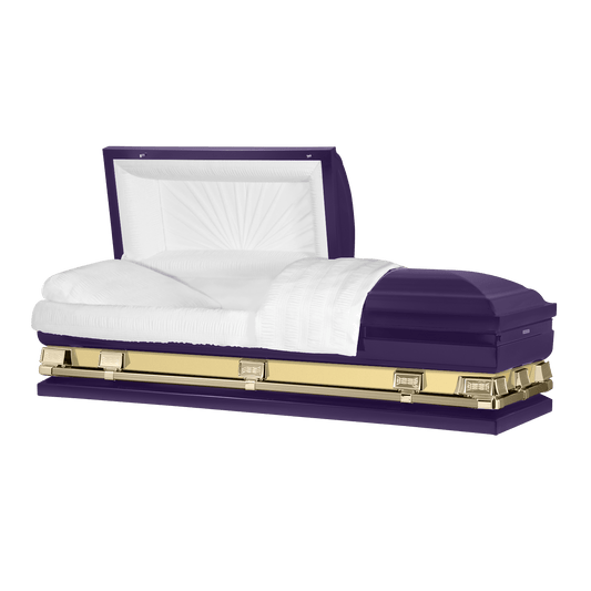 Reflections XL | Purple and Gold Steel Oversize Casket with White Interior - Titan Casket