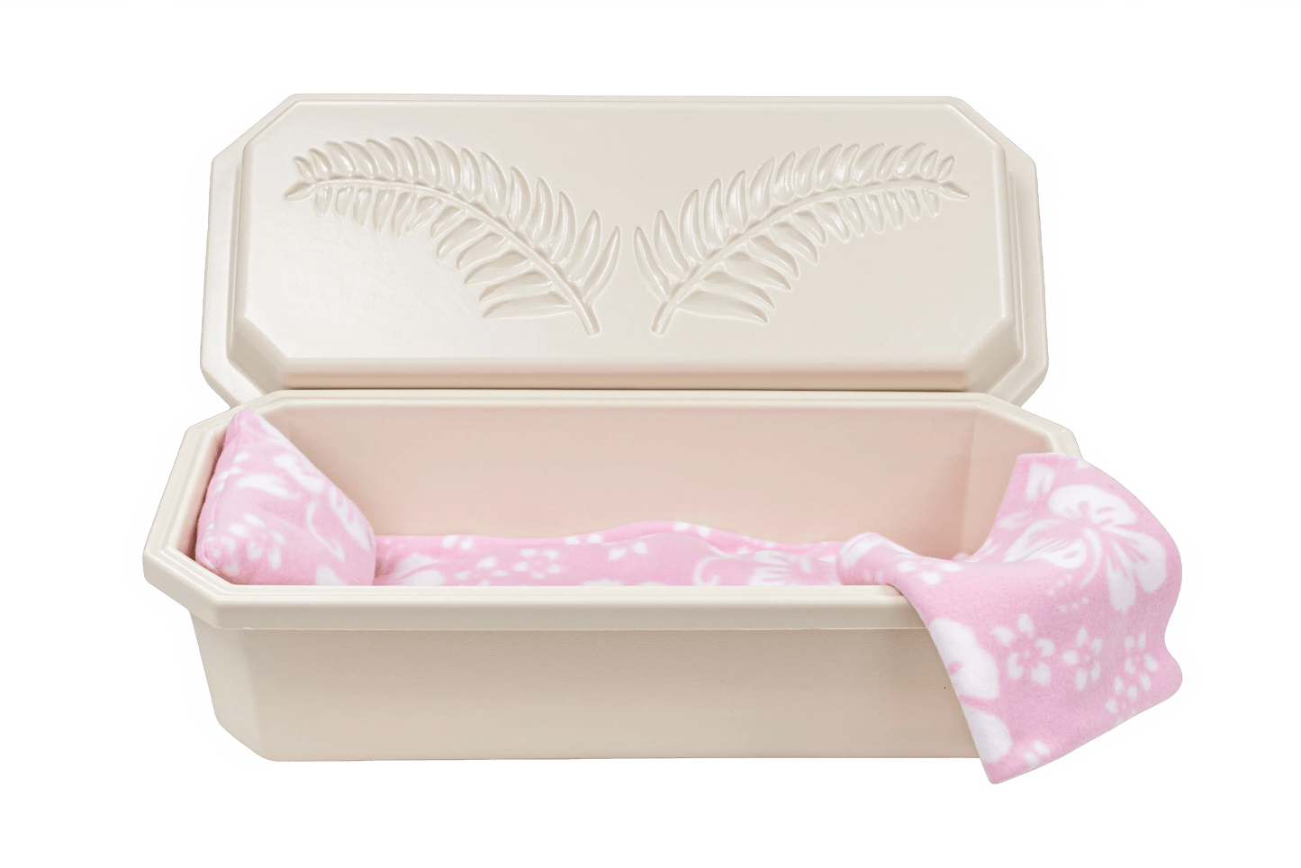 Standard Pet Casket | Almond With Pink Hibiscus