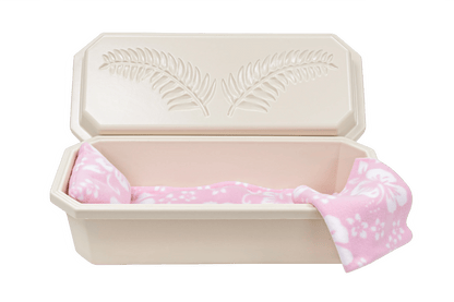 Standard Pet Casket | Almond With Pink Hibiscus