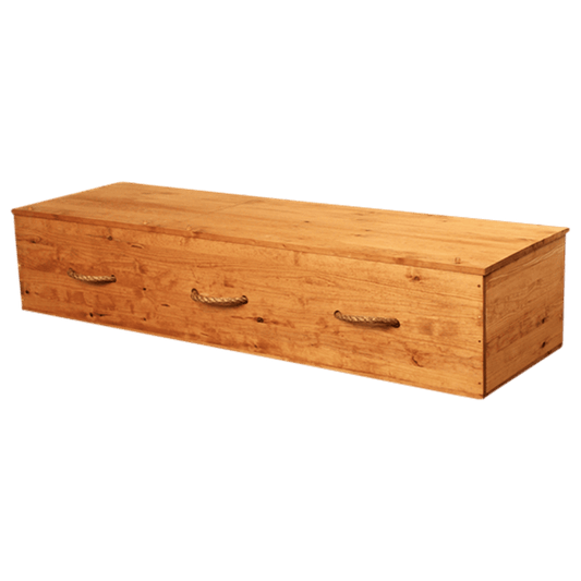 Eco II Pine Box | Pine Casket with Rope Handles - Titan Casket
