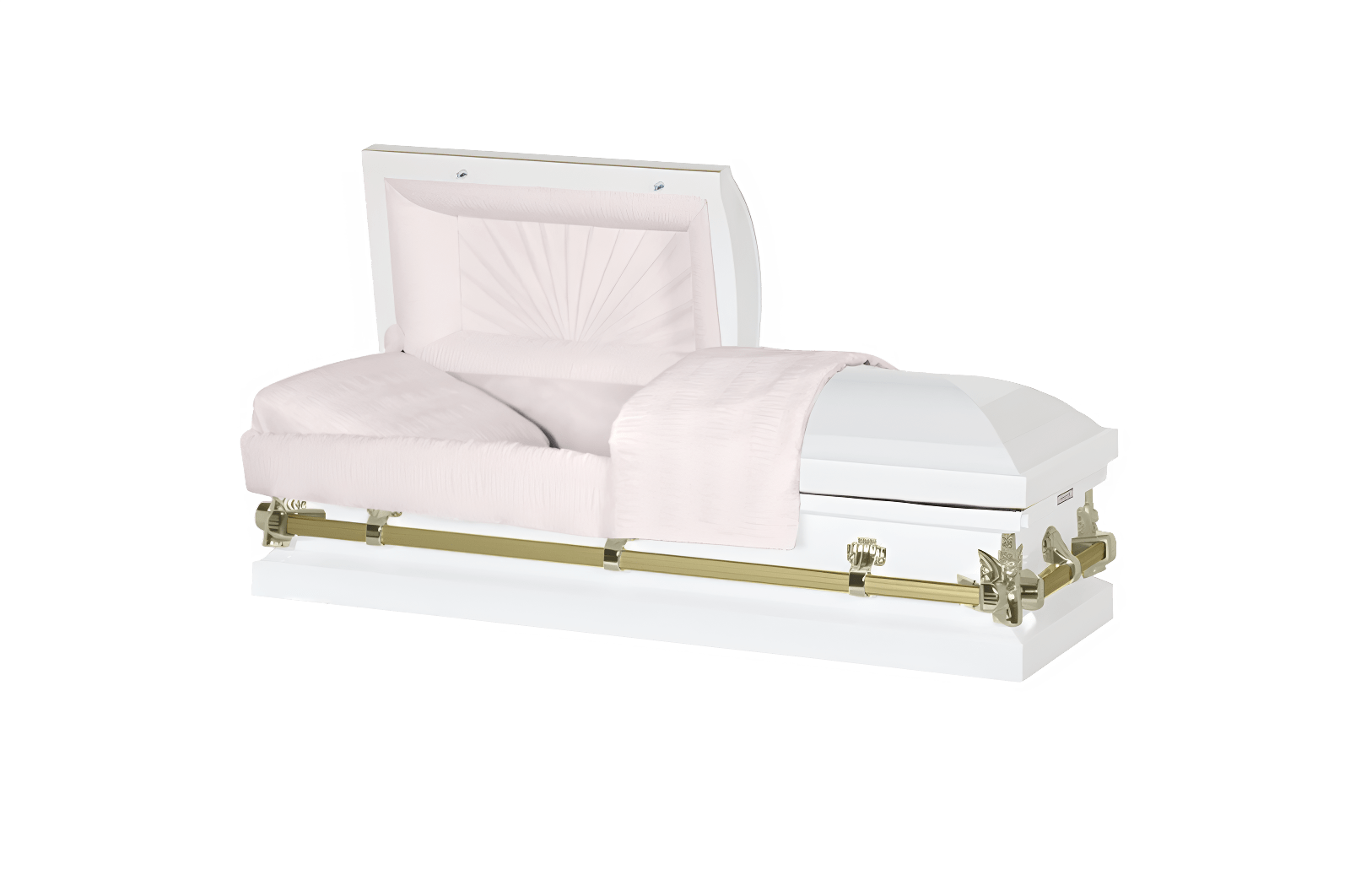 Steel Pet Casket | White & Gold (Pink)