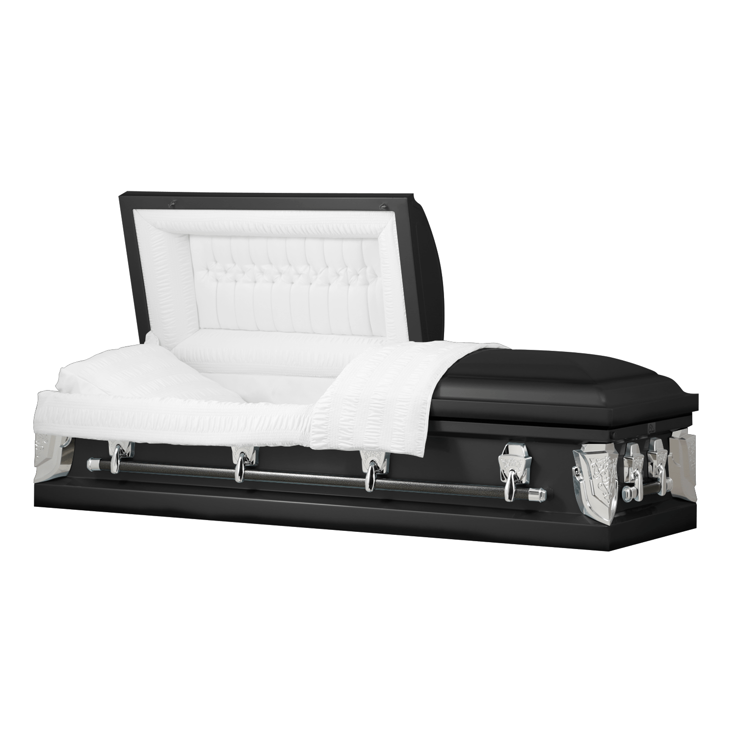 Cambridge Series | Black Steel Casket with White Velvet Interior - Titan Casket