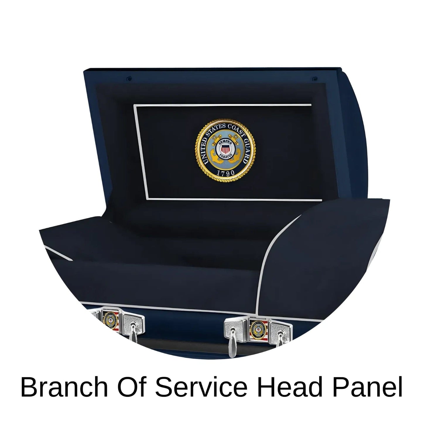 Branch of Service head panel of Titan Casket Veteran Select Casket Coast Guard