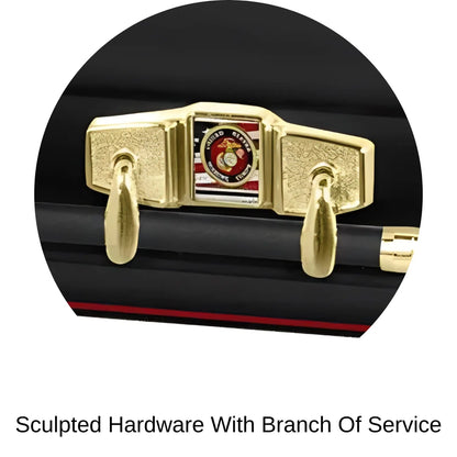 Sculpted hardware with branch of service Titan Casket Veteran Select XL Black Steel Casket