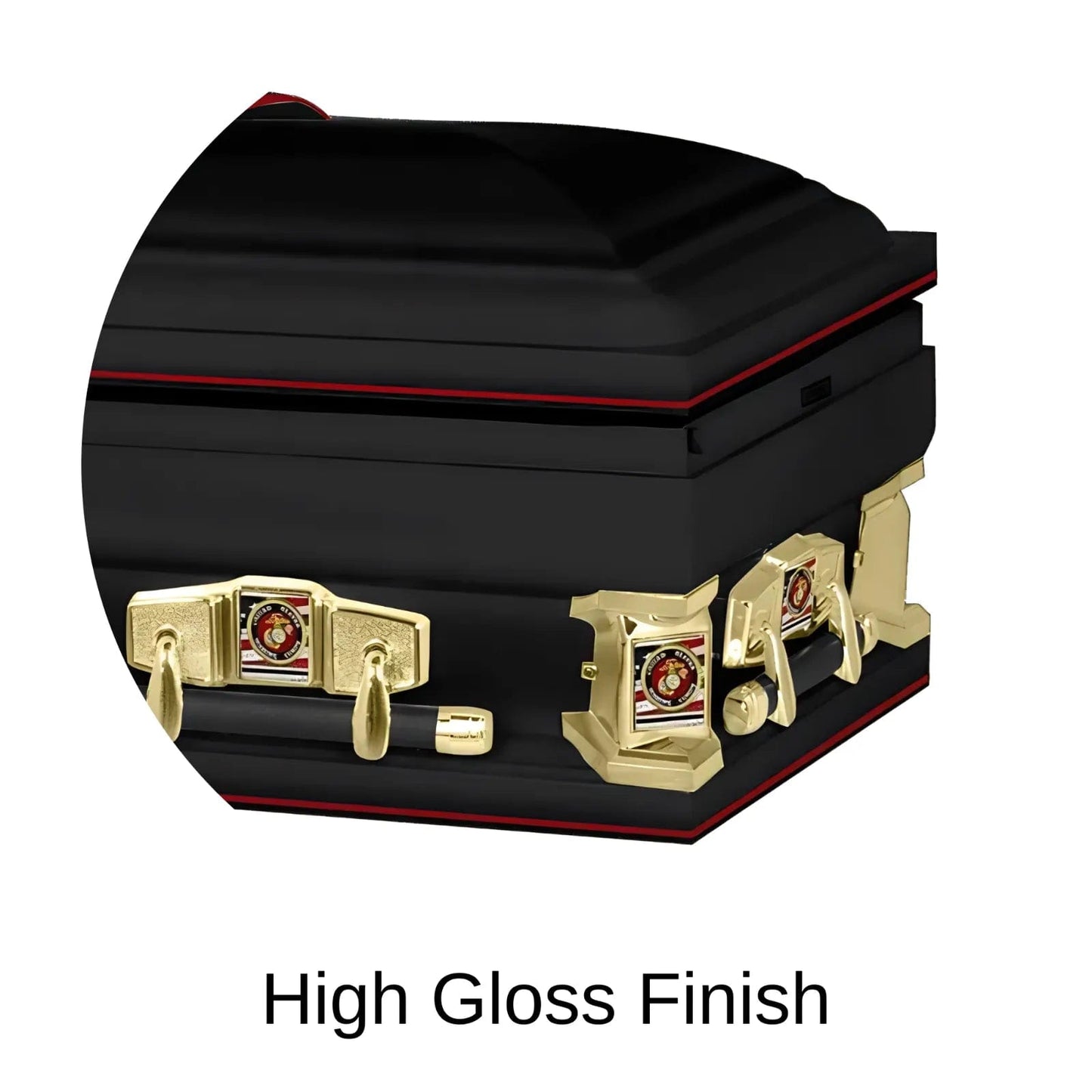 High Gloss Finish Titan Casket Veteran Select Black Oversize steel casket