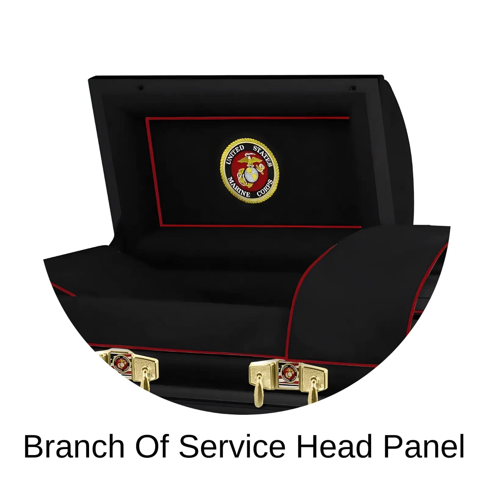Branch of Service head panel Titan Casket Marines Black Steel Casket