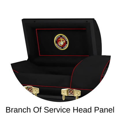 Branch of Service head panel Titan Casket Marines Black Steel Casket