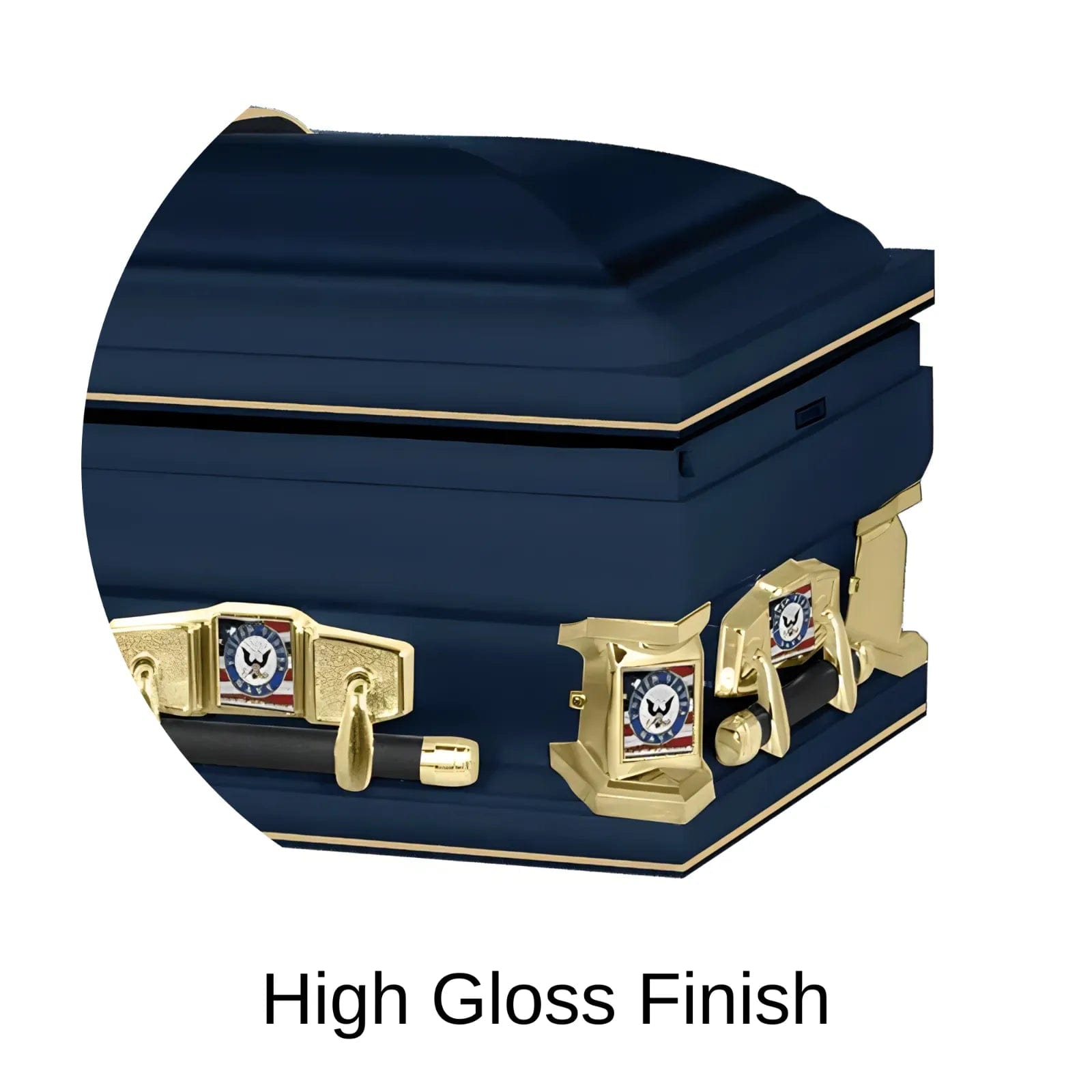 High Gloss Finish Of Titan Veteran XL Navy oversize casket