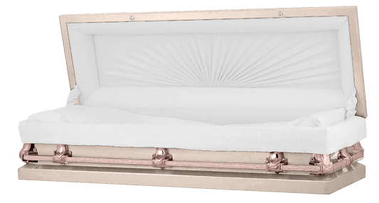 Full Couch Orion Series | Pink & Rose Gold Steel Casket with White Interior