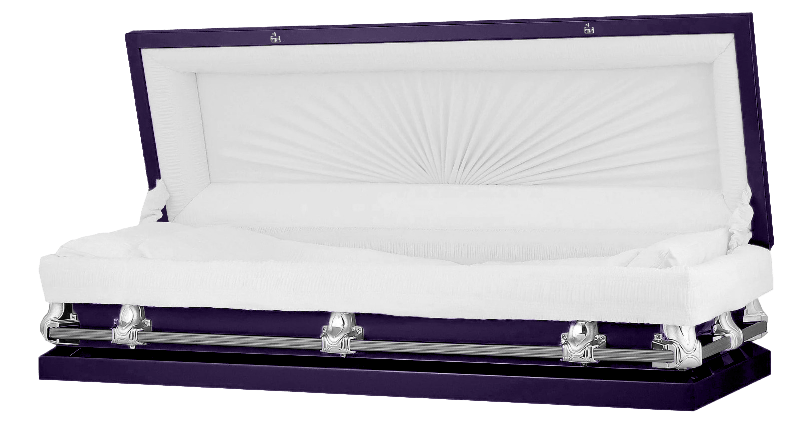 Full Couch Orion Series | Purple & Silver Steel Casket with White Interior
