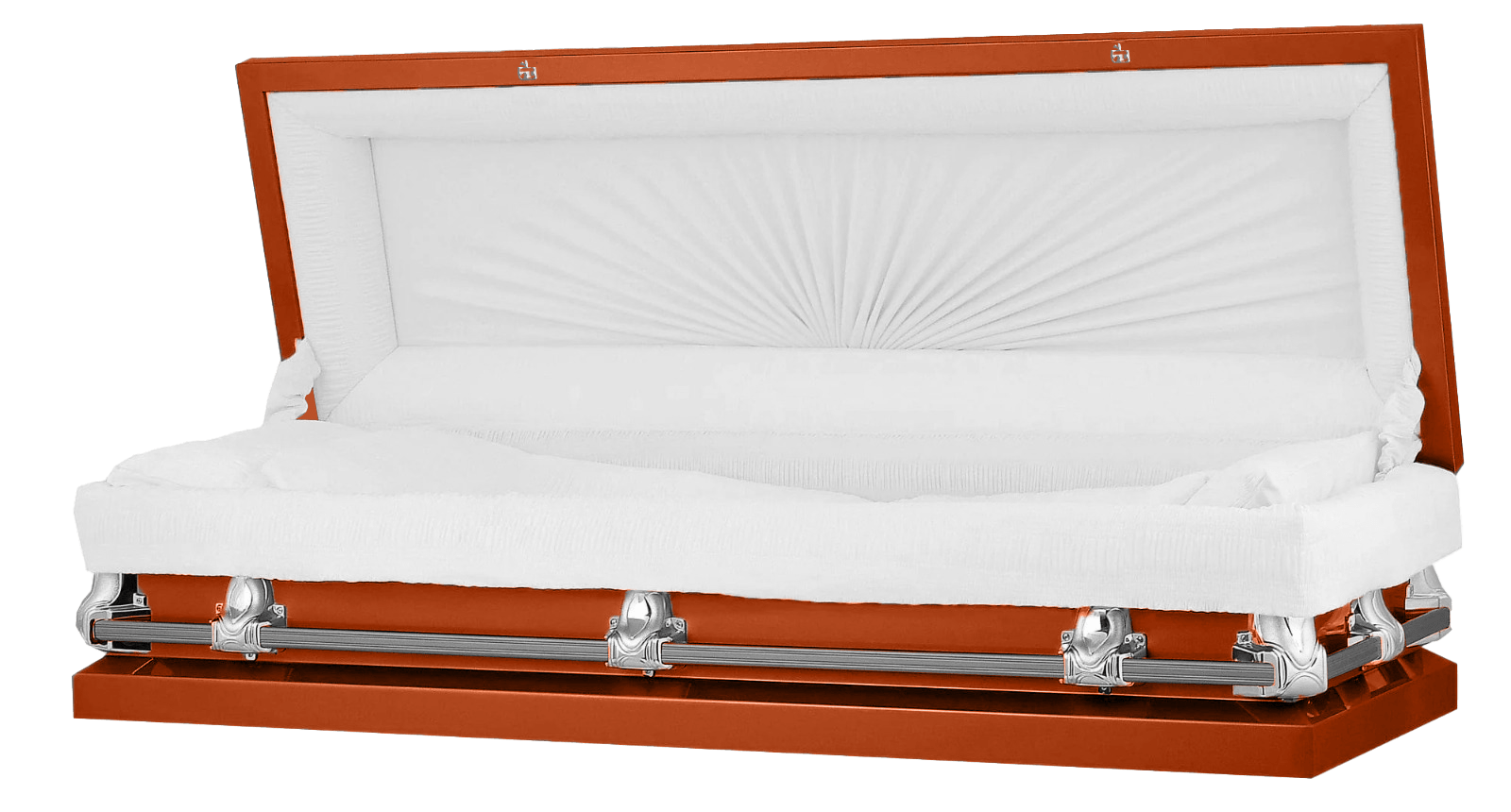 Full Couch Orion Series | Orange & Silver Casket with White Interior