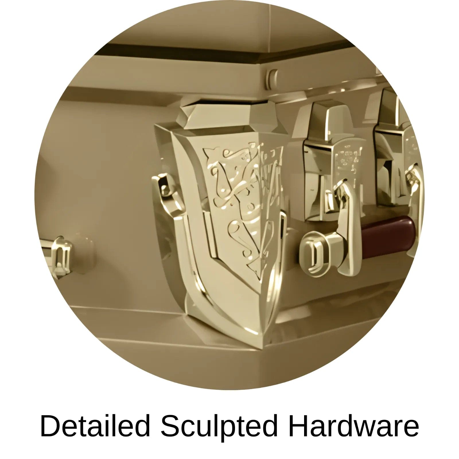 Detailed Sculpted Hardware Of Titan Cambridge Series Casket 