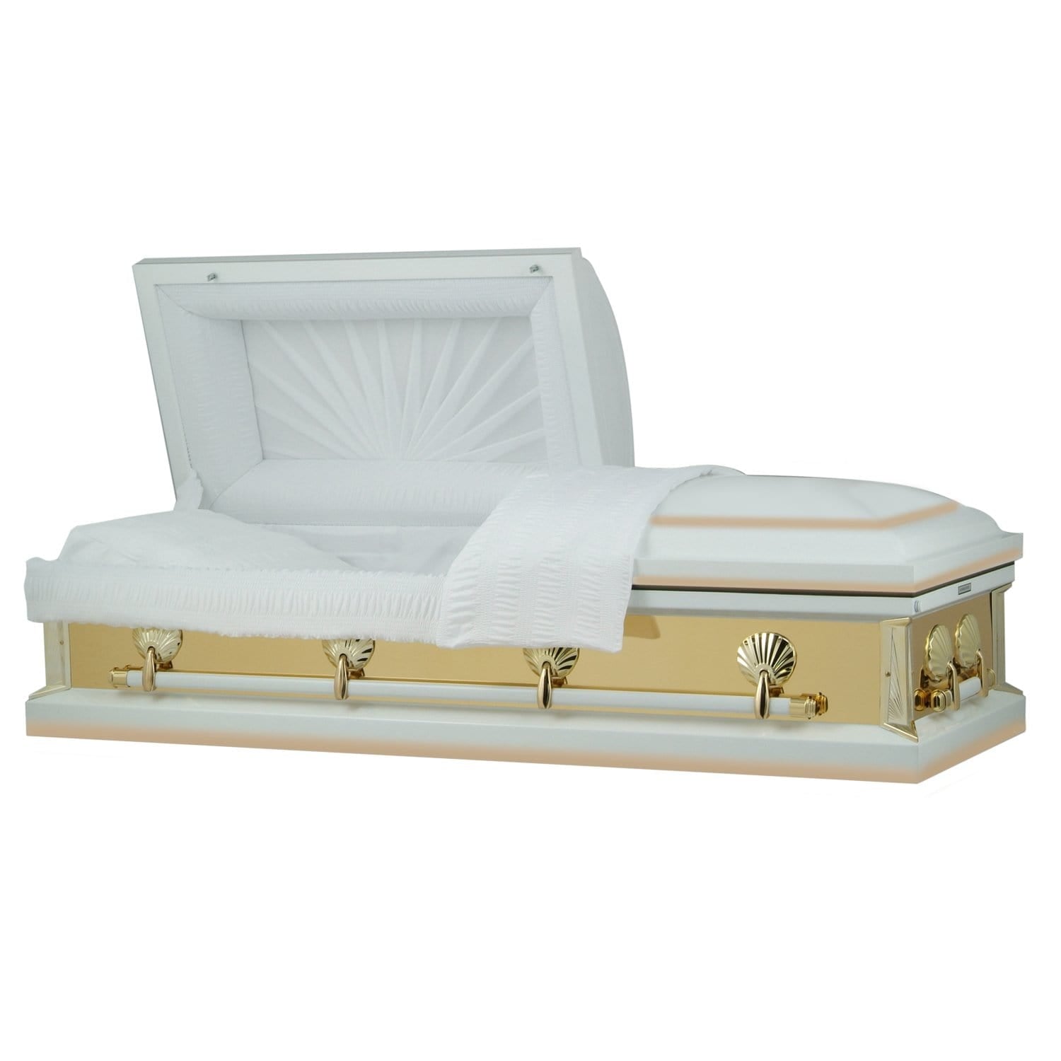 Load image into Gallery viewer, Reflections Series | White and Gold Steel Casket with White Interior - Titan Casket
